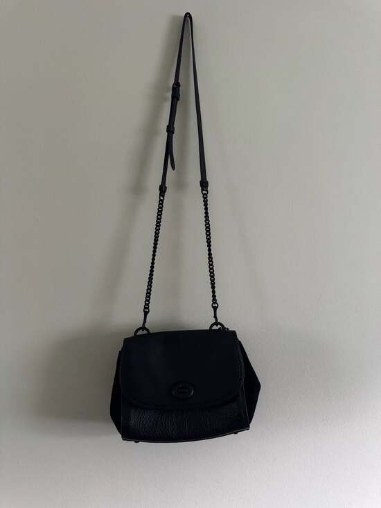 Coach Handbags - Coach Faye Black Pebble Leather and Suede Crossbody Chain Satchel Bag F22349